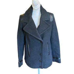 Comptoir des Cotonniers Coat Black Wool Peacoat Lined Structured Size 36/4